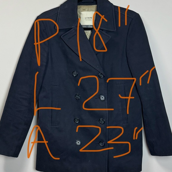 J. Crew Durable Outerwear Navy Double Breasted Coat sz XS - Picture 6 of 6
